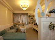 舒適浪漫田園風格90平米二居室客廳吊頂裝修效果圖