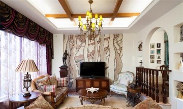 優雅浪漫田園風格95平米二居室裝修效果圖