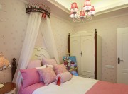 藍色清新田園風格100平米三居室兒童房背景墻裝修效果圖