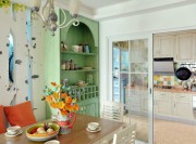 唯美夢(mèng)幻田園風(fēng)格80平米二居室餐廳背景墻裝修效果圖