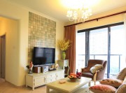 淡雅舒適田園風格90平米二居室客廳電視背景墻裝修效果圖