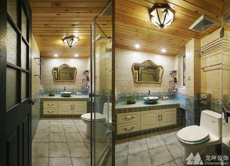 淡雅清新田園風格90平米二居室衛生間浴室柜裝修效果圖