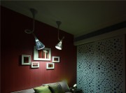 藍色魅力簡約風(fēng)格90平米二居室臥室背景墻裝修效果圖