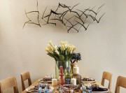 清爽海面北歐風格90平米二居室餐廳背景墻裝修效果圖