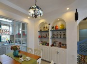 迷人清新地中海風格85平米二居室餐廳吊頂裝修效果圖