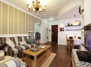 精致唯美地中海風格100平米二居室客廳背景墻裝修效果圖