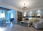 舒適溫馨地中海風(fēng)格80平米二居室客廳吊頂裝修效果圖