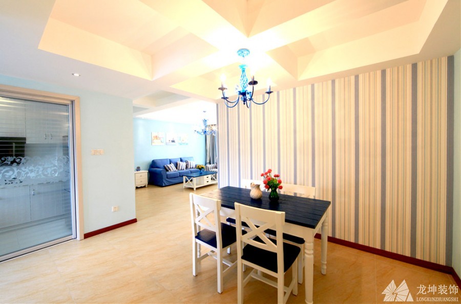 清新雅致地中海風格100平米二居室餐廳吊頂裝修效果圖