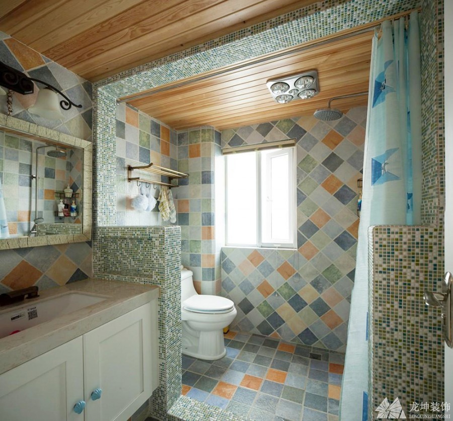 清新浪漫地中海風格90平米二居室衛生間浴室柜裝修效果圖