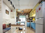 清新浪漫地中海風格90平米二居室餐廳吊頂裝修效果圖