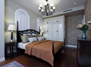 多彩溫馨田園風格240平米別墅臥室背景墻裝修效果圖