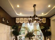 歐式雅致田園風格240平米別墅餐廳吊頂裝修效果圖