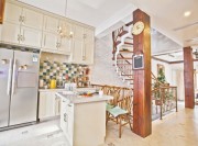 原木精致田園風格220平米別墅廚房櫥柜裝修效果圖