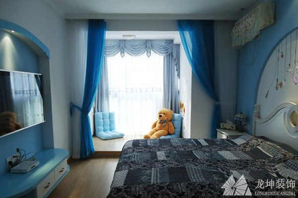 樸實精致地中海風格130平米三居室兒童房背景墻裝修效果圖