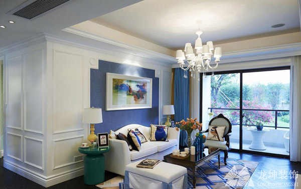 樸實精致地中海風格130平米三居室客廳背景墻裝修效果圖