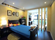 隨性別致美式風格110平米三居室臥室背景墻裝修效果圖