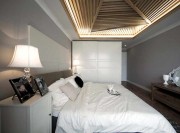 清淡時尚美式風格120平米三居室臥室吊頂裝修效果圖