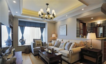 創意休閑美式風格100平米三居室裝修效果圖