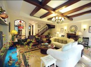 隨性別致美式風格110平米三居室客廳吊頂裝修效果圖